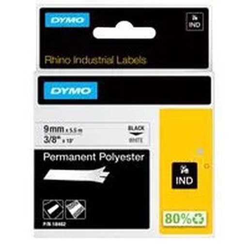 DYMO 18482 9MM Label Printer Tape, Rhino, Adhesive, White, 5.5 m