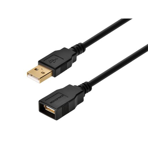 Monoprice USB USB-A to USB USB-A Female 2.0 Extension Cable - 28/24AWG Gold Plated Black 6ft